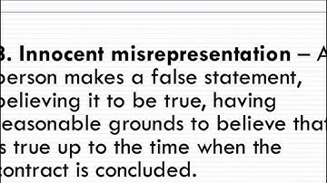 Misrepresentation Lecture (3 of 4)