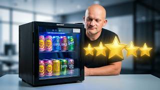 Beverage refrigerator 55 cans glass door LED lighting 43dB quiet for officebar