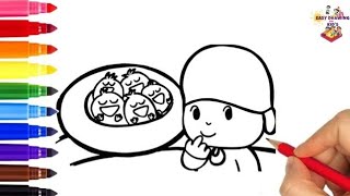 Dibujando y coloreando a Pocoyó con un nido lleno de pajaritos 👶🪺🐤 Dibujos para niños@pocoyo 