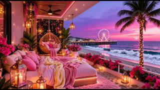pink ocean paradise relaxing beach ambience