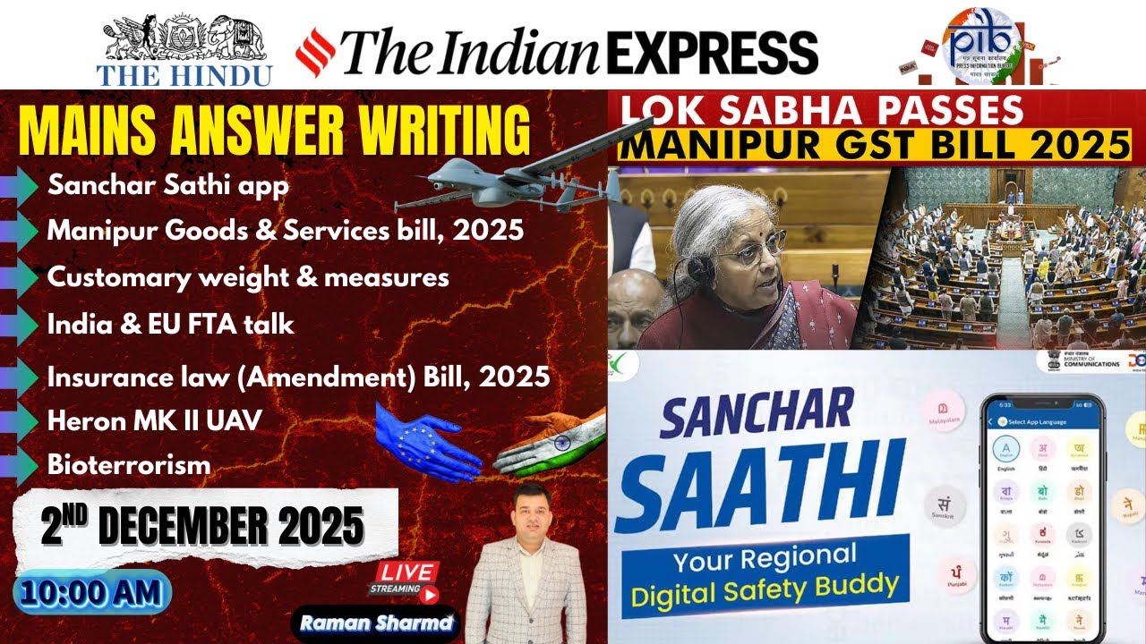 2nd December 2025 Current Affair | The Hindu | Indian Express | PIB ...