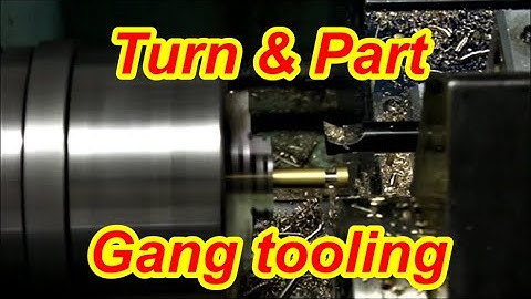 LH Boring bar, and Parting tool, gang tooling to make small brass part in small cnc lathe