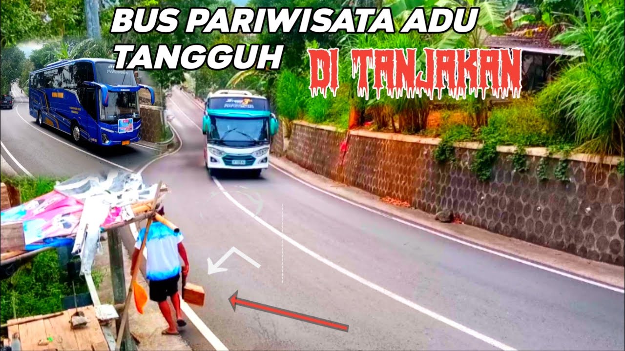 Bus medium hampir ketenggak di tanjakan