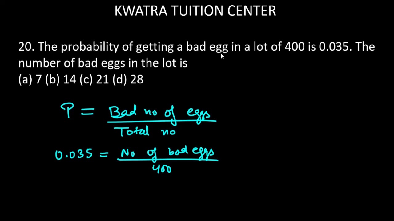 20 The Probability Of Getting A Bad Egg In A Lot Of 400 Is 0 035 The