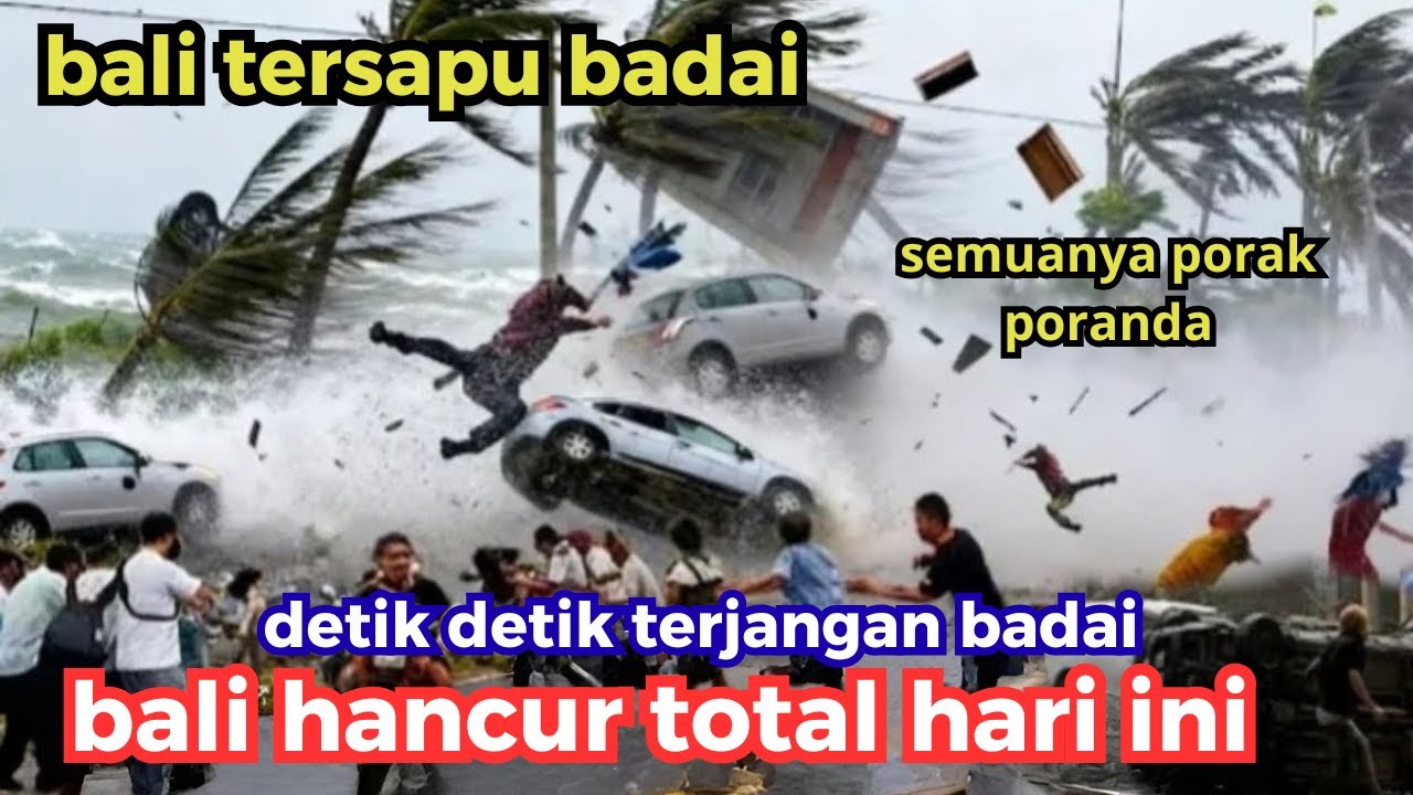 BALI HANCUR TOTAL.: BADAI DAHSYAT 150KM PERJAM MENERJANG BALI HARI INI - TORNADO BALI