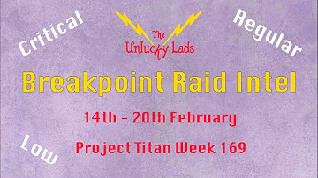 Breakpoint Raid Intel Skips - Critical Regular Low - 14th to 20th February - Project Titan Week 169