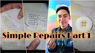Simple Repairs Part 1 /Steps in Replacing Buttons /Darning a straight, diagonal and 3 cornered tear