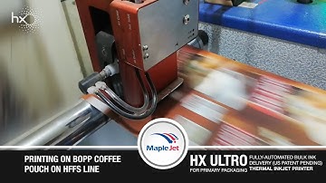 Hx Ultro TIJ Printing on Food BOPP Pouch on an HFFS Coffee  Production Line