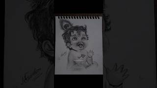 Baby Krishna Realistic Sketch🦚||watch till the end🔥#art #drawing #sketch #shorts #littlekrishna