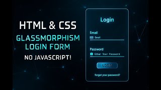 Glassmorphism Login Form using HTML & CSS | Blur Effect  UI |No JavaScript!|FullVideo#glassmorphism