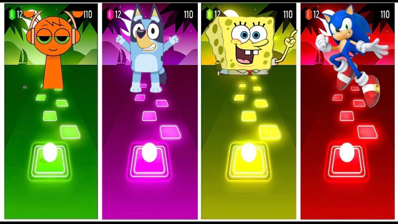 Битва на плитках 🎵 | Блюи 🆚 Губка Боб 🆚 Соник 🆚 Музыкальный персонаж | Детская игра