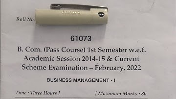 MDU B.Com Business Management 1st semester, February 2022 Question Paper