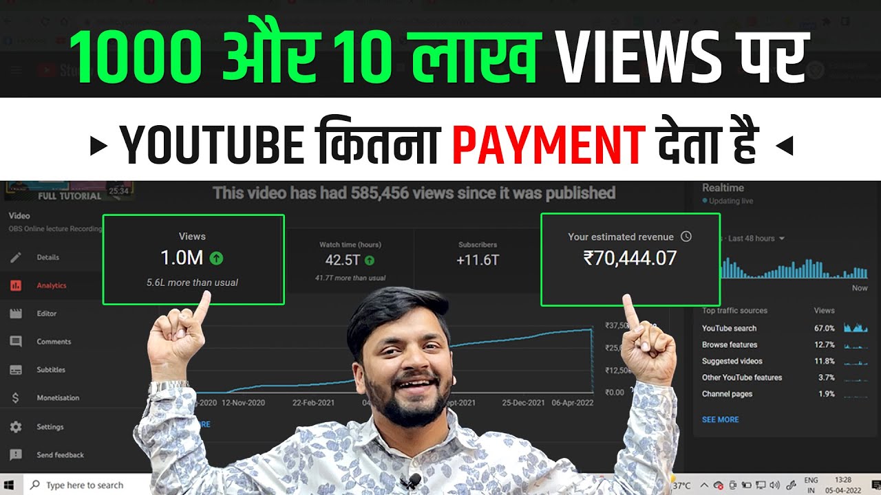 Youtube Kitna Payment Deta hai 1000 View Or 1 Million Par Kitna Paisa