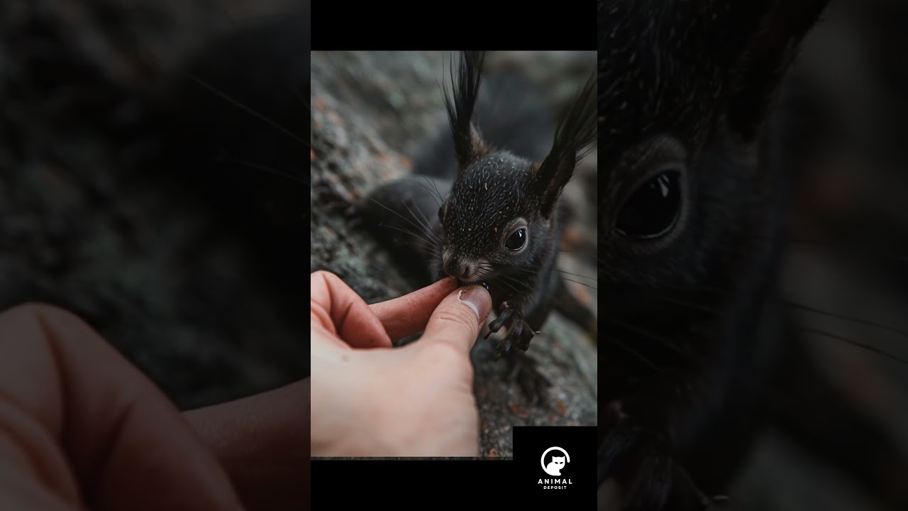 This wild black squirrel trusted me 🥹