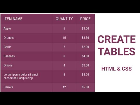 Table In HTML and CSS | How To Create Tables | Learn HTML and CSS | HTML Tutorial | CSS Tutorial