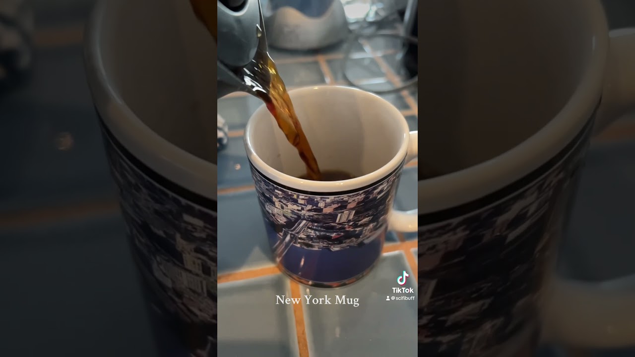 Slow Pour Coffee into a New York Mug 