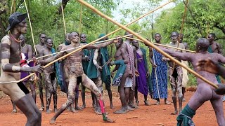 Surmasuri Tribe Donga Stick Fighting Omo Valley Ethiopia