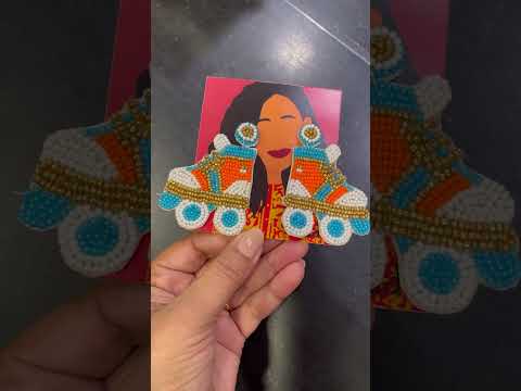 Video WHATSAPP + 919820540700 TO ORDER- Colourful Beaded Skating Shoes Earrings