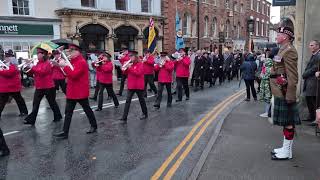 Taking the salute at Dursley Remembrance parade on Remembrance Sunday