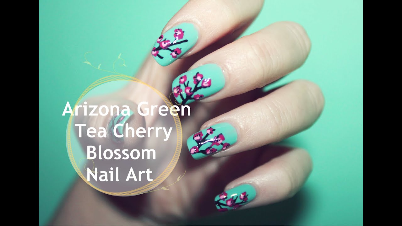 Arizona Green Tea Cherry Blossom Nail Art YouTube