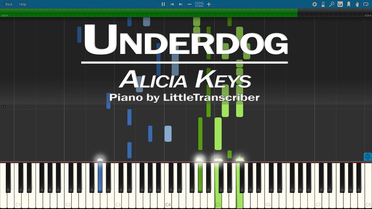 Alicia Keys - Underdog (Piano Cover) Synthesia Tutorial by LittleTranscriber