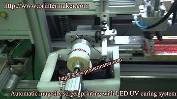 Mug Automatic Silk screen printing with LED UV curing system