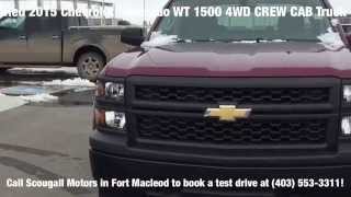 Red 2015 Chevrolet Silverado WT 1500 4WD CREW CAB Truck at Scougall Motors in Fort Macleod, AB.