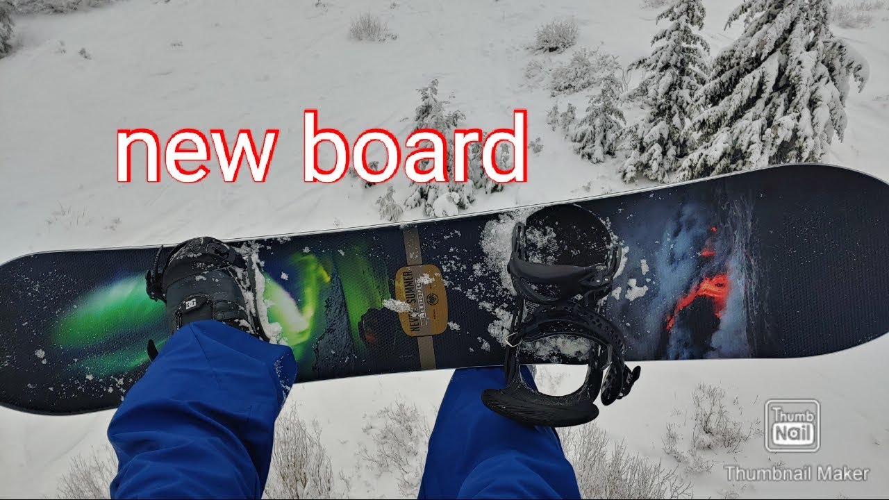 first ride on the new snowboard - YouTube