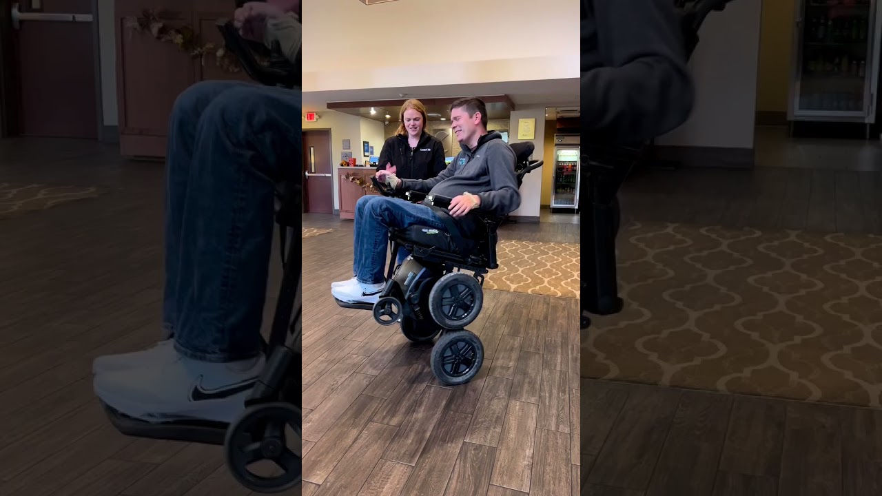 Trying out the iBot chair 