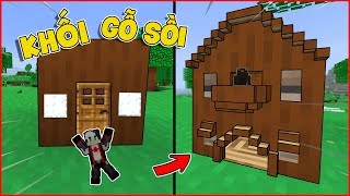 THỬ THÁCH  XÂY NHÀ TRONG KHỐI GỖ MINECRAFT*REDHOOD GIÚP CHÚ CHIM SỐNG TRONG KHỐI GỖ #1