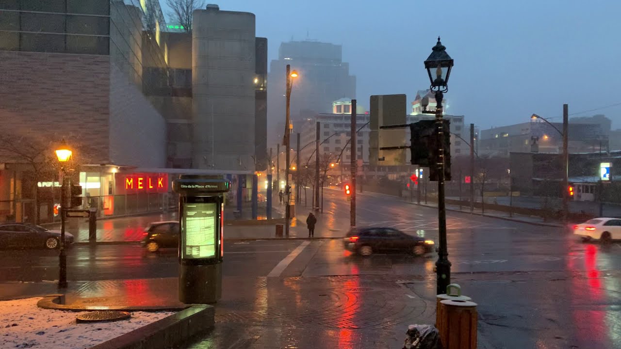 Montreal, First Widespread Snowfall - PART 3 || Winter 2020/2021 || Walking Tour Downtown Montreal