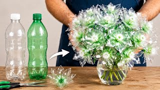 Turn a Plastic Bottle into Beautiful Flowers 🌸 | Easy DIY Plastic Bottle Flower Craft #diy