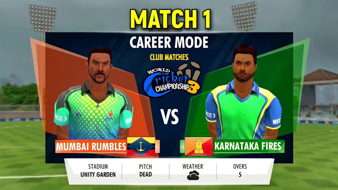 WCC3 My Career Mode Gameplay | Mumbai Rumbles Vs Karnataka Fires - Club Match 1 | 
