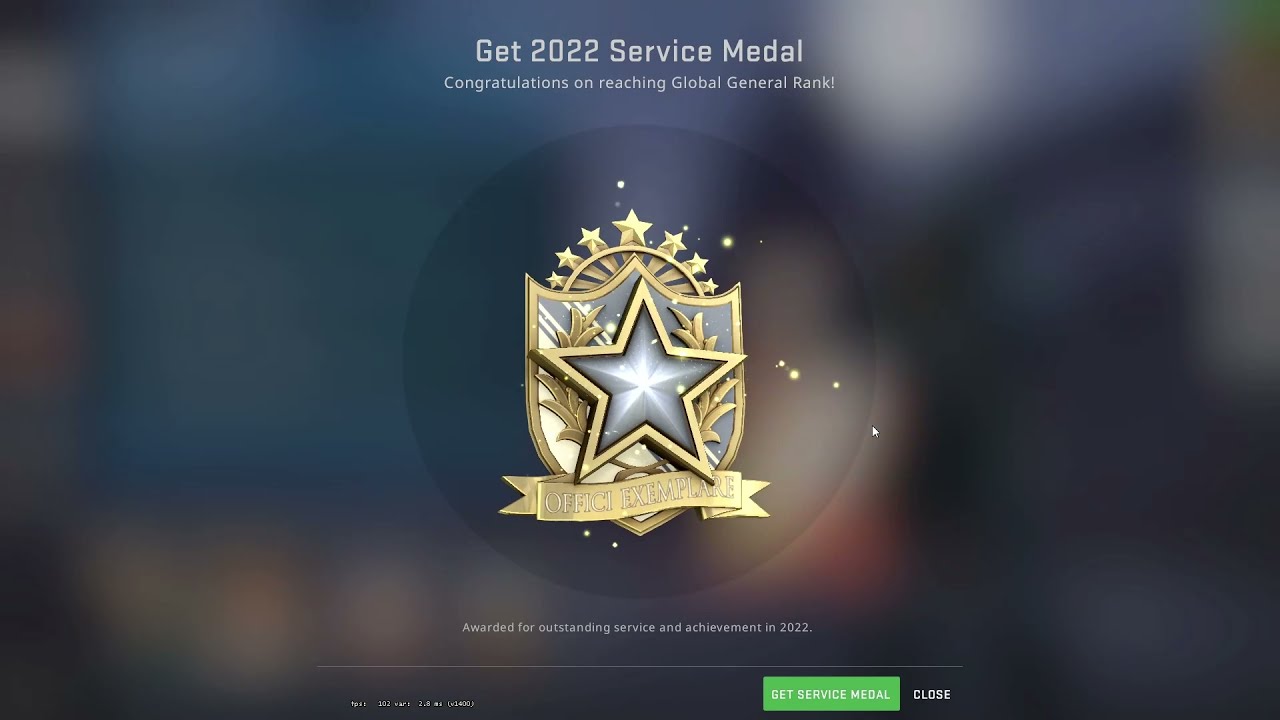 Getting 2022 Service Medal in CSGO 