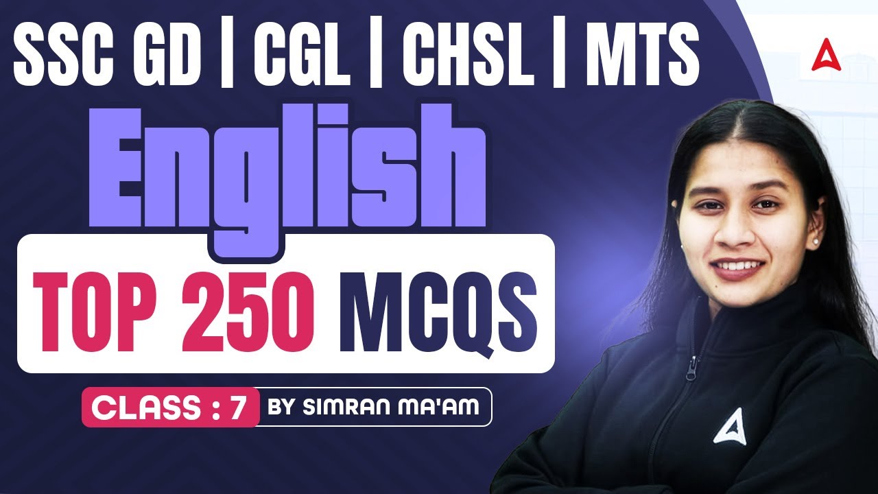 SSC GD, CGL, CHSL, MTS English Class 2026 | SSC GD English MCQs | By Simran Ma'am #7