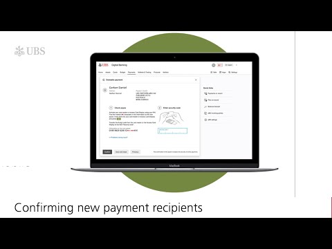 Confirming new payment recipients I UBS E-Banking