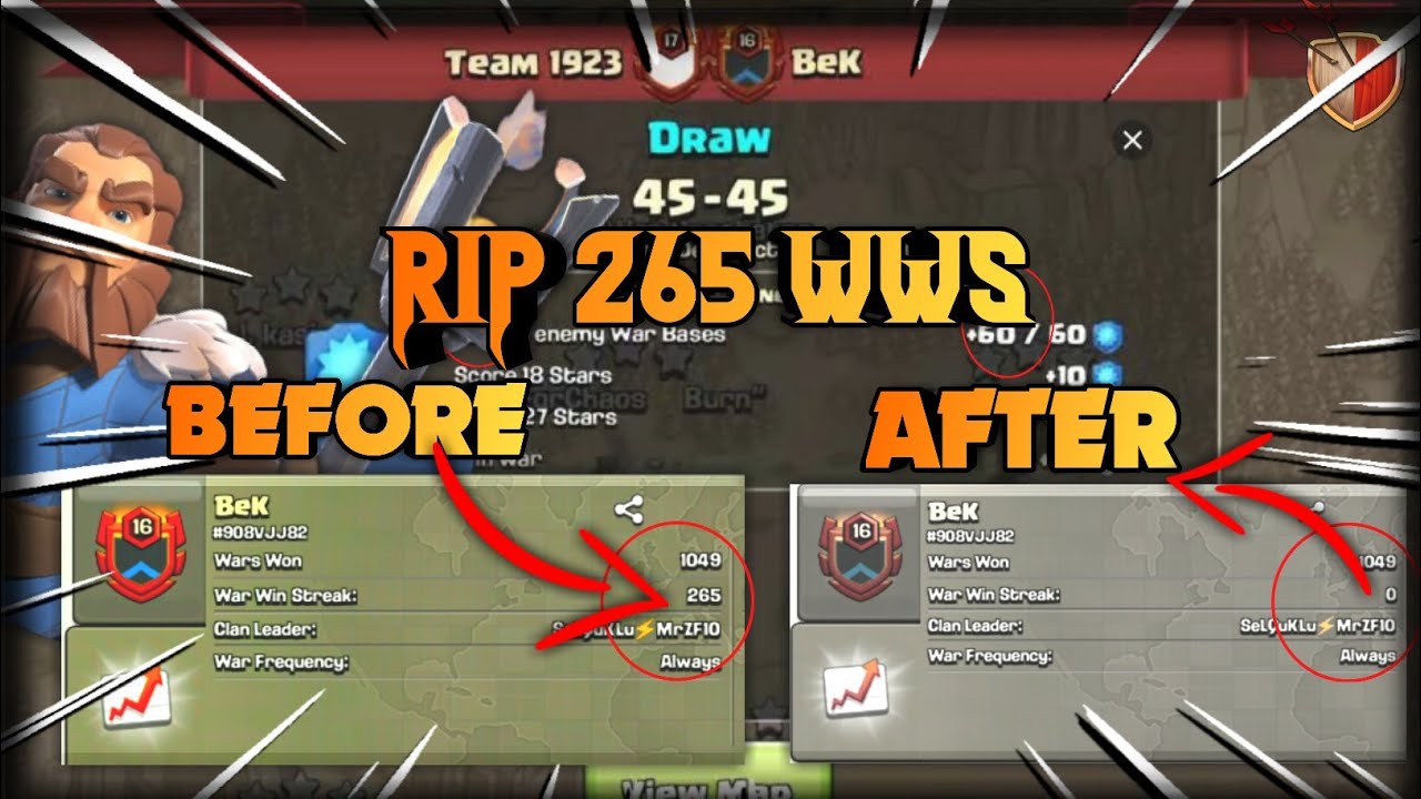 New World Record || R.I.P. 265 War Win Streak || Team 1923 vs Bek || Biggest WWS Broken || Th13 Hits