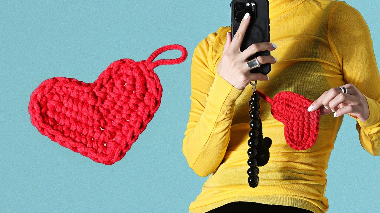 포인트 참❤ 코바늘 하트 모티브 핸드폰 키링 뜨기 / Crochet Love Key Ring & Charm