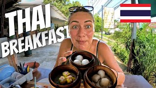 What Thais eat for BREAKFAST - LOCAL THAI FOOD in Phuket - stopped by Thai police in Patong Phuket