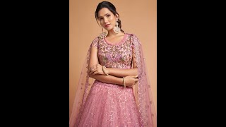 Carnation Pink Embroidered Net Lehenga Choli screenshot 4