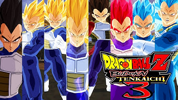 Vegeta SSJ,SSJ2,SSJ3,SSJ4,SSJGod,SSJBlue and SSJ3Blue - Dragon Ball Z Budokai Tenkaichi 3