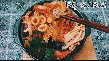 Cách nấu mì cay Hàn Quốc đơn giản hấp dẫn siêu cay, cách nấu mì cay. Bếp Yên Bình.