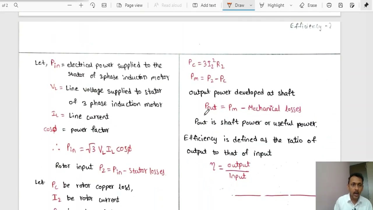 Efficiency of 3 phase induction motor