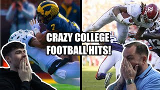 BRITISH FATHER AND SON REACTS! College Football Hits That Get Increasingly More Brutal!