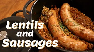 冬にぴったり！レンズ豆とソーセージの煮込み / Stewed Lentils and Sausages.