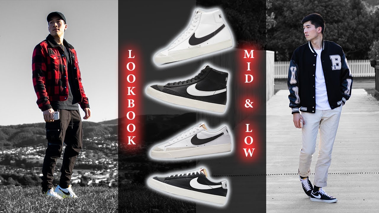 Hacer Marco de referencia gemelo How to style - Nike Blazer Mid & Low Vintage 77 (9 Outfit Ideas Lookbook) -  YouTube