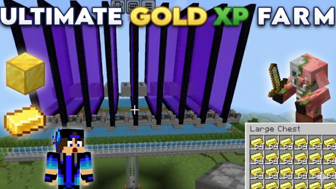 Minecraft PE 1.21+ Ultimate Gold Farm Tutorial 🔥 - Insane Loots, Easy Build, XP & Gold Farm!