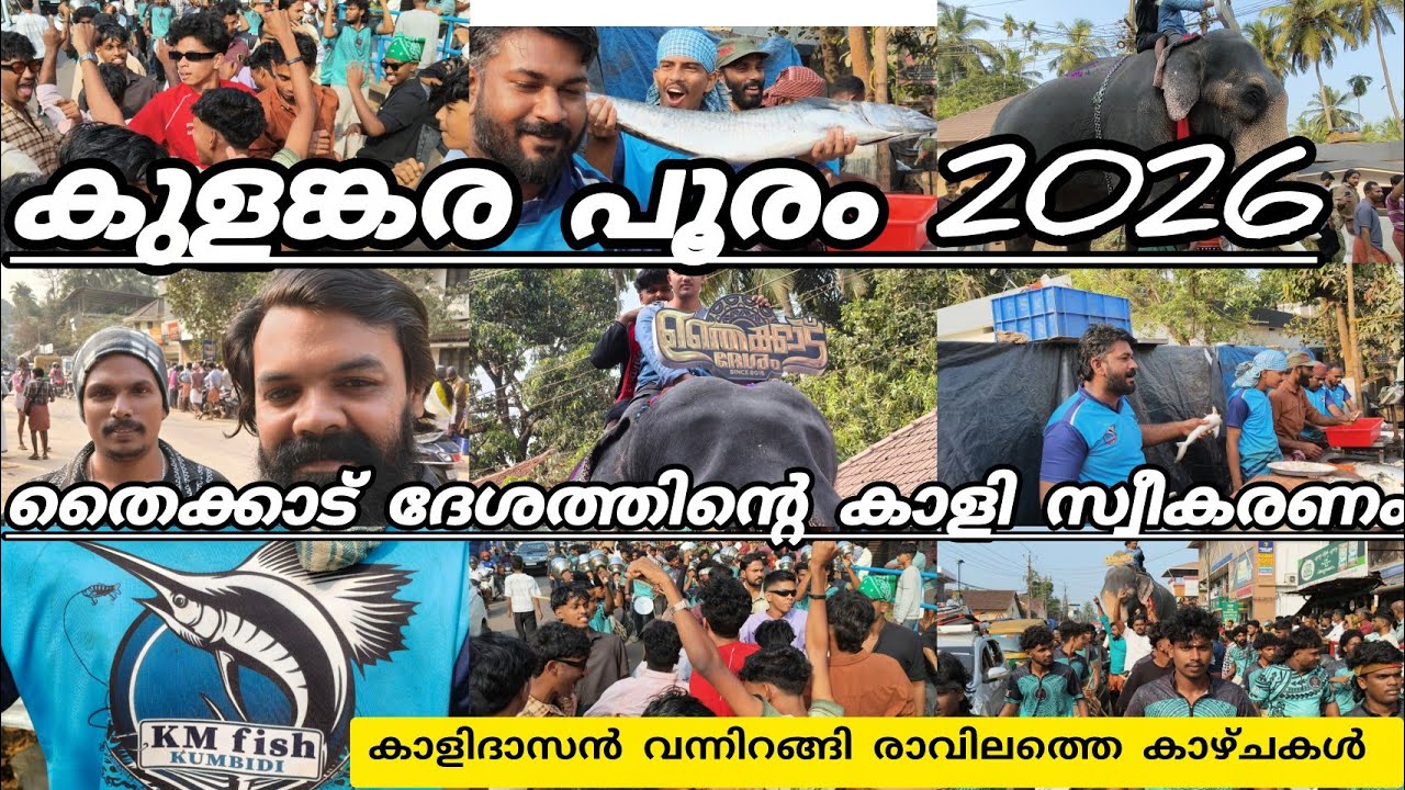 കുളങ്ങര ഭഗവതി ക്ഷേത്രത്തിലെ പൂരത്തിന്റെ ഭാഗമായി തൈക്കാട് ദേശത്തിന്റെ കാളിദാസനെ സ്വീകരിക്കുന്ന വീഡിയോ