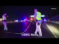 Car crashes into a CHP car stopped on the shoulder of the freeway in Van Nuys, California.