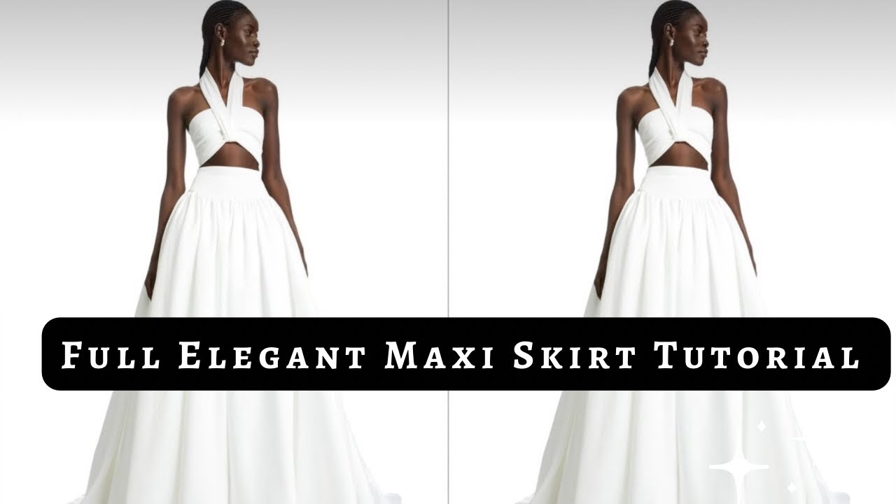 HOW TO CUT AND SEW A FULL ELEGANT GATHERED MAXI SKIRT STEP BY STEP ...